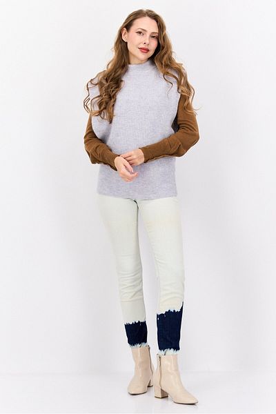 Hugo by Hugo Boss Women Mock Neck Knitted Sweater, Grey