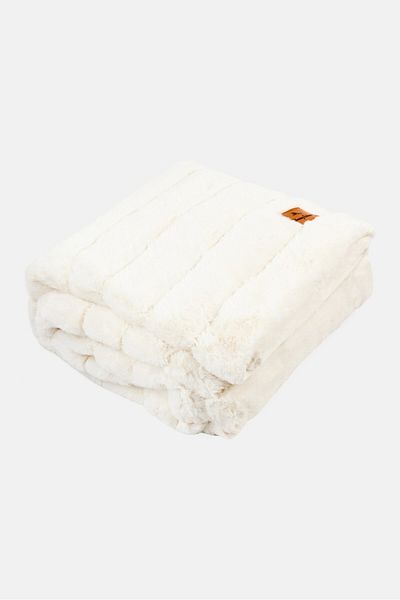 Tommy Bahama Faux Fur Throw Blanket 177 X 127 Cm, White
