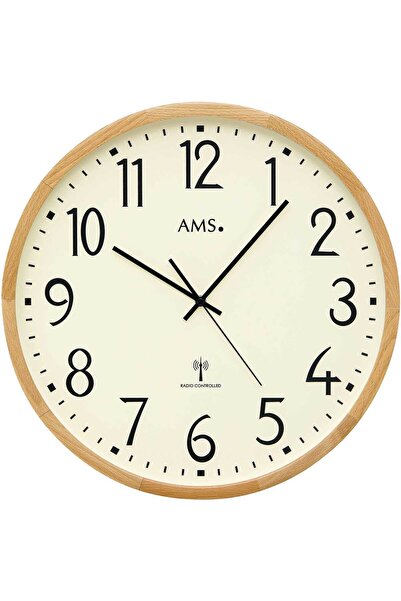 AMS Wall Clock 5534, Quartz, Cream, Analogue, Modern