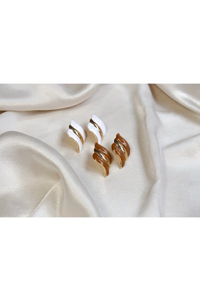 Brillo Retro Tide Vip Series Anti-Tarnish Steel Wave Pattern Double Color Earrings