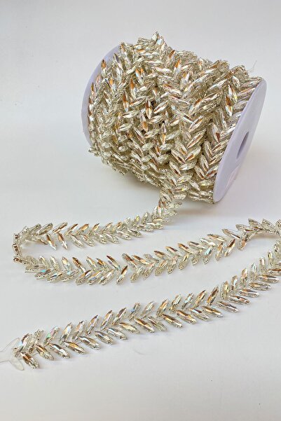 Hayalperest boncuk Ütüyle Yapışan Kasalı İnce Mekik Taşlı Abiye Şerit Bordür