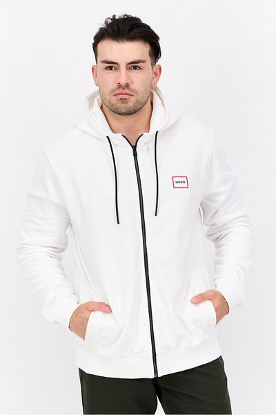 Hugo Boss Men Embroidered Logo Long Sleeves Hooded Sweatshirt, White