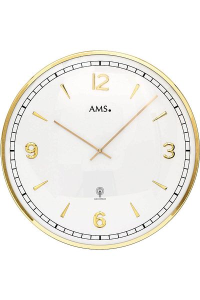 AMS Wall Clock 5609, Quartz, White, Analogue, Modern