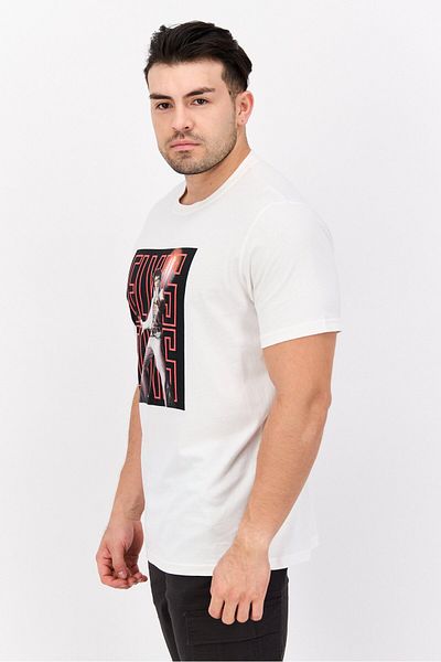 Elvis Men Crew Neck Short Sleeves Graphic Print T-shirt, Off White