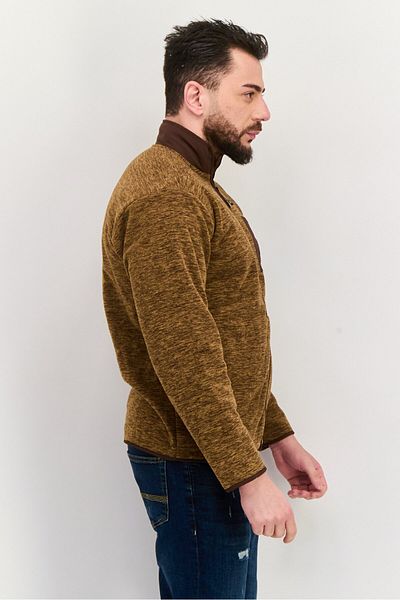 Hurley Men Mock Neck Heather Long Sleeve Sweatshirt, Brown Combo