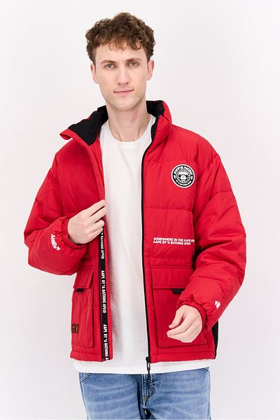 Aape By A Bathing Ape Men Brand Logo Bomber Jacket, Red