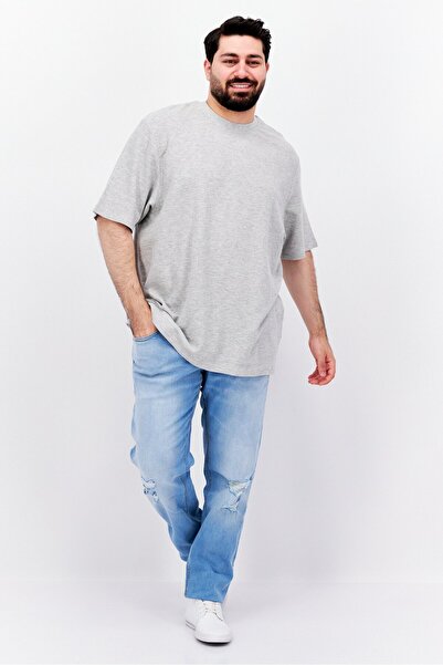 Esprit Men Crew Neck Short Sleeve Textured T Shirt, Heather Grey