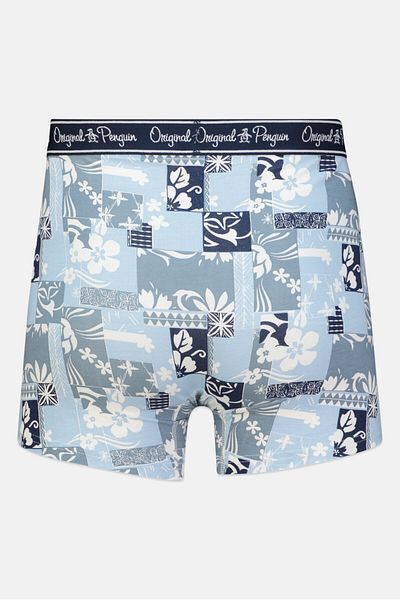 Original Penguin Men 3 Pack Allover Print Boxer Briefs, Purple/Navy/Blue