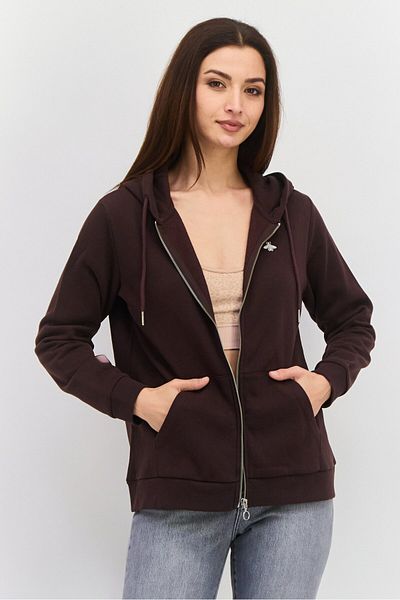 Mode by Redtape Women Hooded Embroidered Logo Sweatshirts, Brown