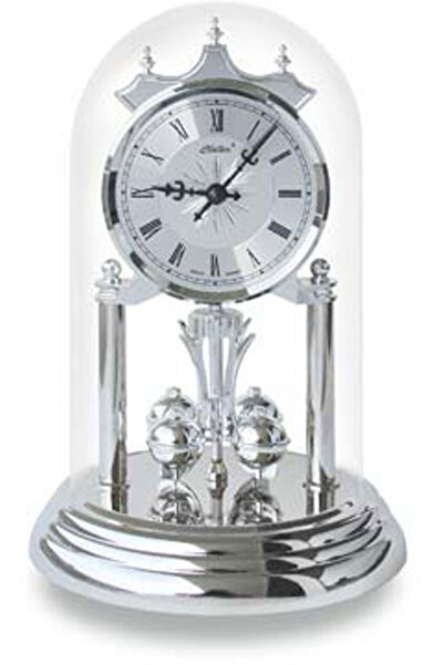 HALLER Table Clock 25_821-161_001, Quartz, Silver, Analogue, Classic