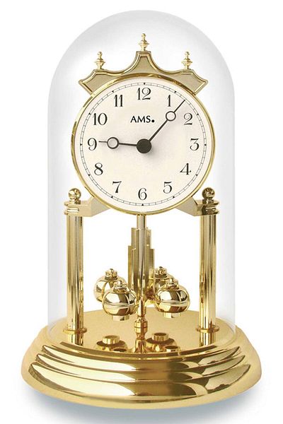 AMS Table Clock AMS 1201, Quartz, Gold, Analogue, Classic