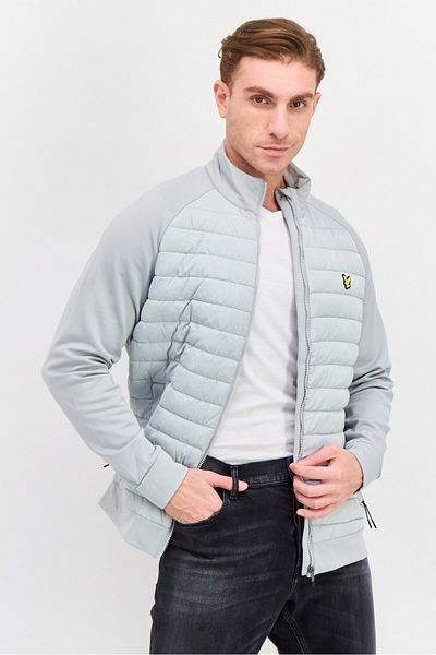 Lyle & Scott Men Mock Neck Quilted Jacket, Light Grey