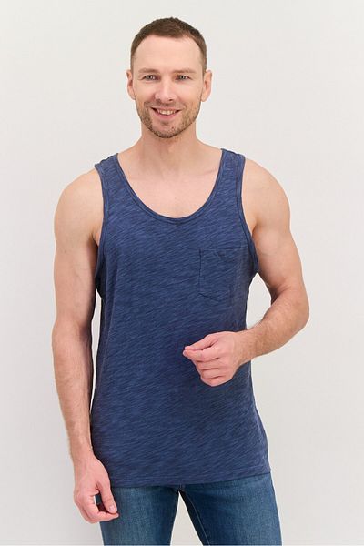 GAP Men Scoop Neck Sleeveless Stripe Vest, Sage Blue