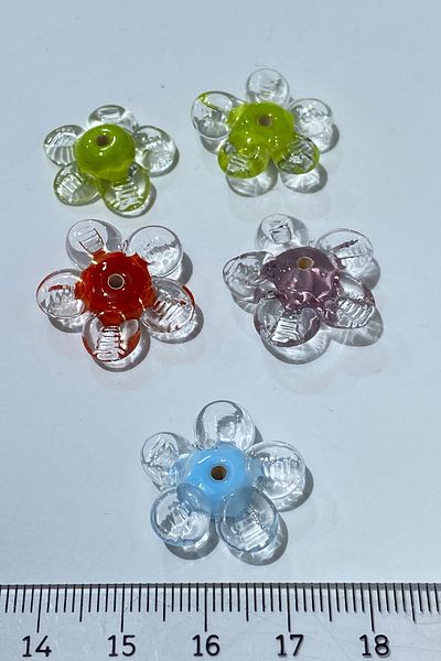 Hayalperest boncuk Colorful Murano Glass Bead Flower 1 Piece