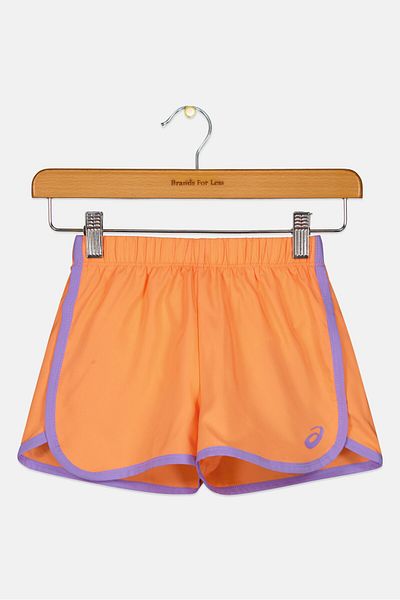 Asics Kids Girl Pull On Brand Logo Running Shorts, Coral