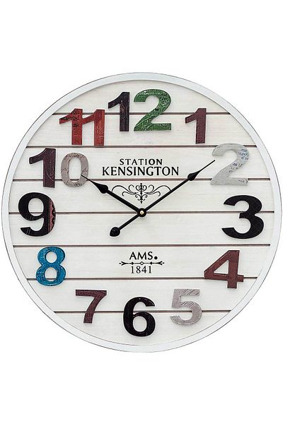 AMS Wall Clock 9538, Quartz, White, Analogue, Classic