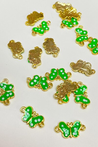 Hayalperest boncuk Πράσινο Μοντέλο Πεταλούδας Διπλής Όψης για Βραχιόλι 1 Τεμάχιο