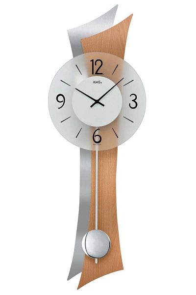 AMS Wall Clock 7425, Quartz, Transparent, Analogue, Modern