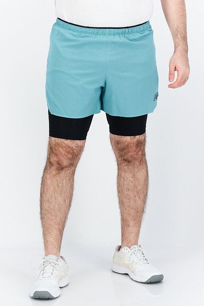 New Balance Men Sportswear Fit 2 In 1 Training Shorts, Teal Blue
