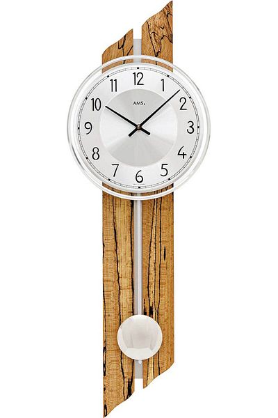 AMS Wall Clock 7468, Quartz, Silver, Analogue, Modern