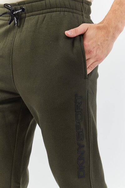 DKNY Sport Men Sportswear Fit Drawstring Plain Jogger Pants, Olive