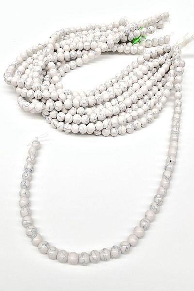 Hayalperest boncuk White Patterned Glass Stone Bead 8 Mm