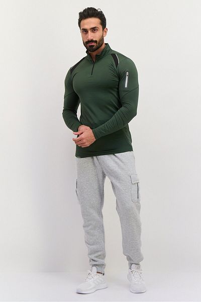 RBX Men Sportswear Fit Long Sleeve Training Jersey, Green