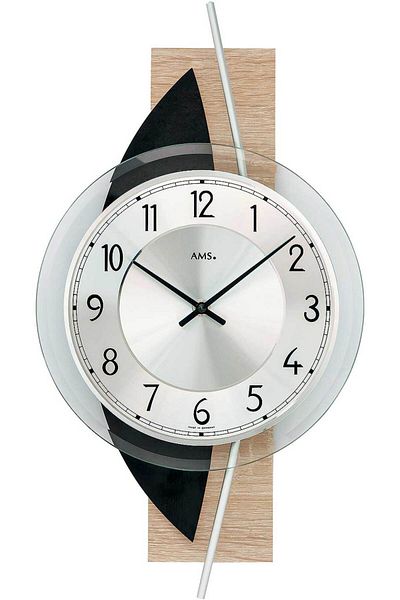 AMS Wall Clock 9551, Quartz, Silver, Analogue, Modern