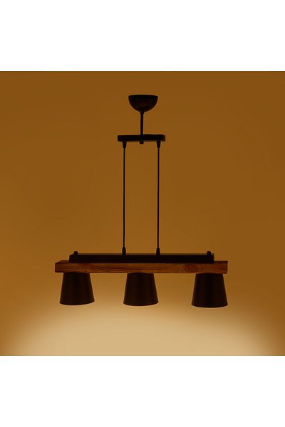 Correx مصباح معلق 3 صفوف من البندقية - أسود / بني - 70x10x10 سم