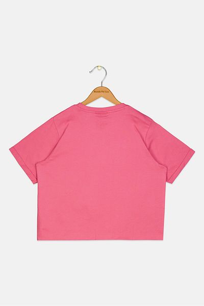 Ellesse Kids Girl Sportswear Fit Short Sleeve Outdoor Crop T-Shirt, Pink