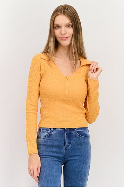 Asos Design سترة نسائية محبوكة بياقة واسعة، برتقالية