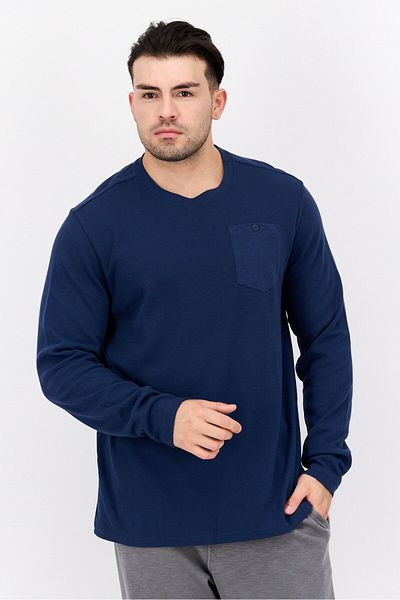 Hurley Men Crew Neck Solid Long Sleeve Sweatshirt, Navy