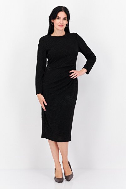 Anne Klein فستان نسائي ضيق معدني، أسود