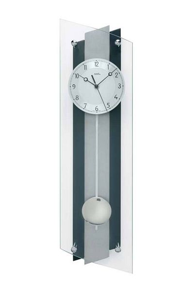 AMS Wall Clock 5262, Quartz, Silver, Analogue, Modern