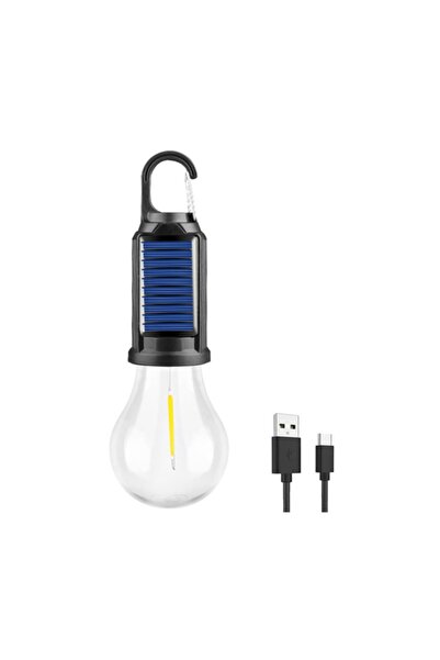 gaman Güneş Enerjili ve USB Şarjlı Kamp-Çadır Işığı 3 Mod Işık Kancalı Asılab...
