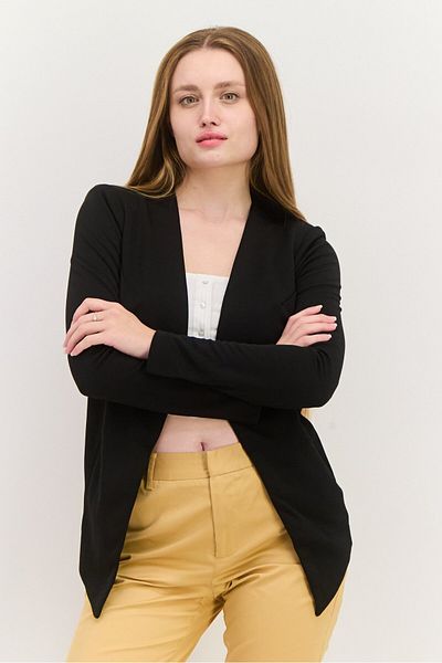 Bcbgeneration Women Split Neck Solid Long Sleeve Cardigan, Black