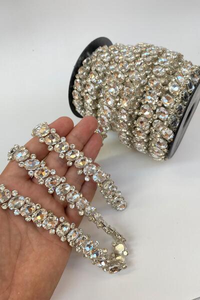 Hayalperest boncuk Bordură cu panglică pentru rochie de seară din piatră oval...