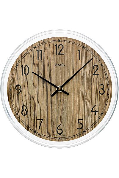AMS Wall Clock 9632, Quartz, Brown, Analogue, Modern