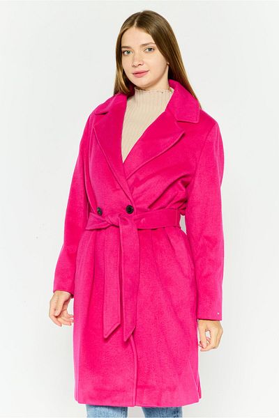 Tommy Hilfiger Women Textured Print Belted Trench Coat Jacket, Pink