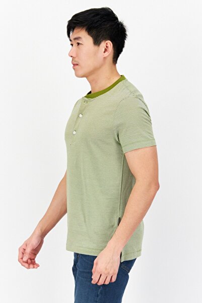 Vince Camuto Men Round Neck Short Sleeves Stripe T-Shirt, Olive