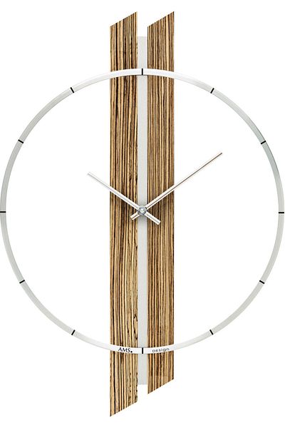 AMS Wall Clock 9606, Quartz, Brown, Analogue, Modern