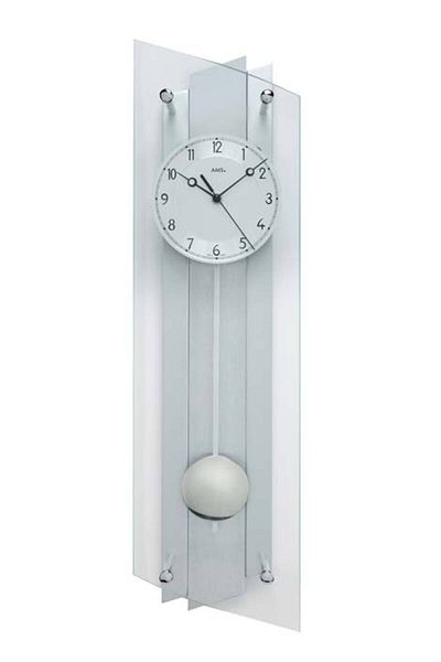 AMS Wall Clock 5261, Quartz, Silver, Analogue, Modern