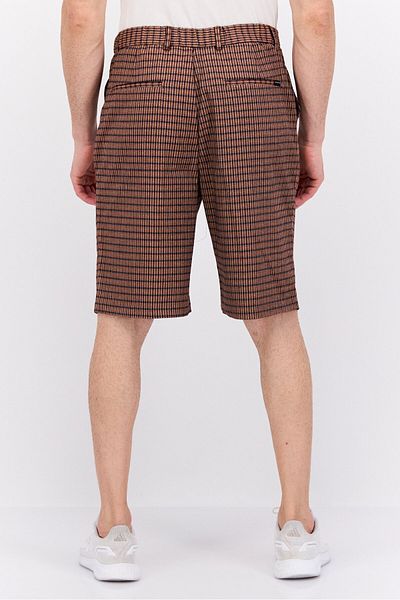 Scotch & Soda Men Loose Fit Plaid Chino Short, Brown Combo