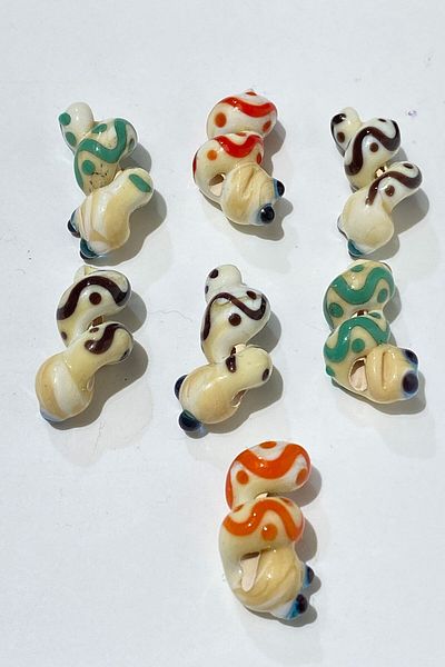 Hayalperest boncuk Colorful Murano Made Glass Bead Worm 1 Piece