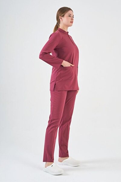 Owlet Medikal Likralı Koyu Pembe Tunik Boy Takım