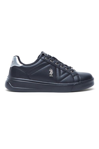 U.S. Polo Assn. Women's Full Black Low-Top Sneakers - Fashionable Lace-Up Style, Perfect for Everyday Casual Outfit