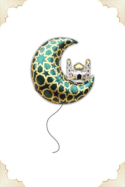 mypartyready Hilal Cami Folyo Balon 55 Cm Hoşgeldin Ramazan Temalı İslami Mot...