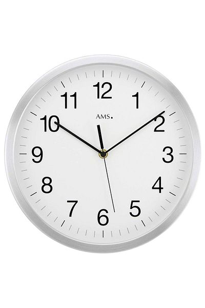 AMS Wall Clock 5525, Quartz, White, Analogue, Modern