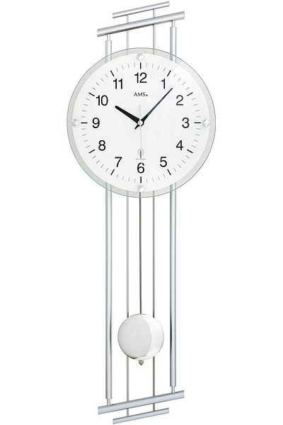 AMS Wall Clock 5316, Quartz, White, Analogue, Modern