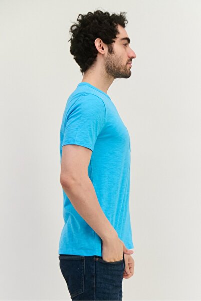 GAP Men Crew Neck Short Sleeves Plain T-Shirt, Blue